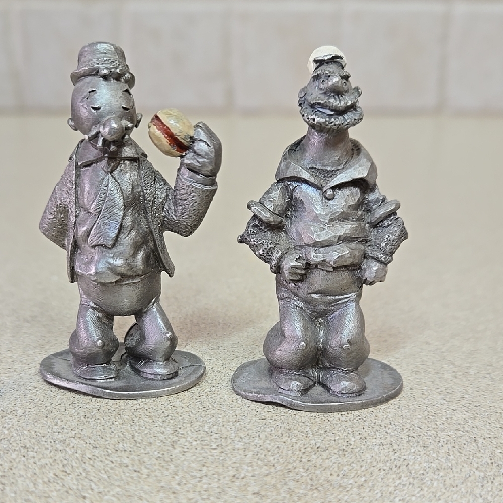 1980 Spoontiques Set of Two "Brutus & Wimpy" Pewter Figurines